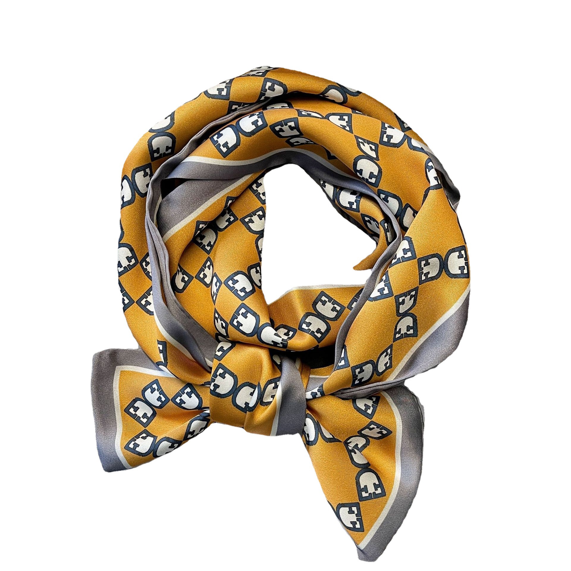 Seidenschal im Damenstil, koreanische Version, doppelseitig, 2022, simulierte Seide, Geometrie, Druckband, modisch, vielseitig_voghion.com