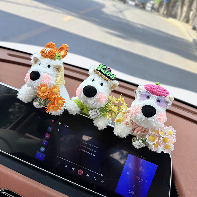 Pantalla de control central de automóviles adorable muñeca West Highlands decoración de automóviles accesorios de automóviles de damas interesantes