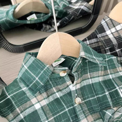2023 New Autumn Children's Clothing Boys Korean Style Loose Brushed Plaid Long Sleeve Shirt Children's Shirt Tops Wholesale