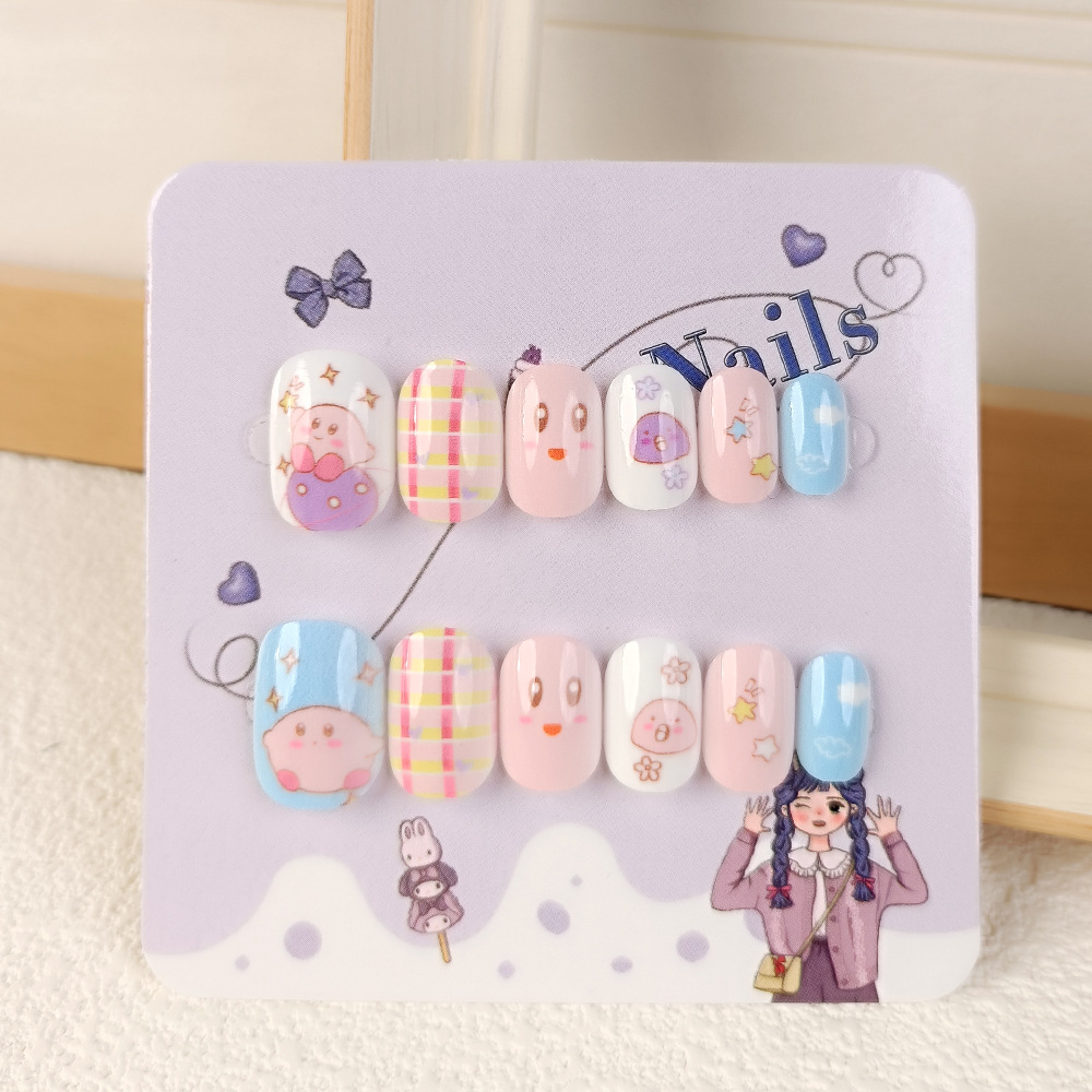 10 piezas de uñas para niños adolescentes, uñas para adolescentes lindas, uñas para niños de 12 - 18 años de edad