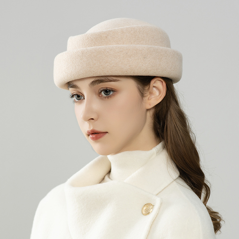 Mũ beret nữ len dạ Úc phong cách họa sĩ retro Anh — cơm trộn