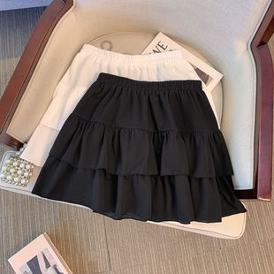 Deformation Strategy Large Size Women's Clothing Fat Girl Cake Skirt Pleated Ruffled Slim Look Skirt Casual 2024 Summer New