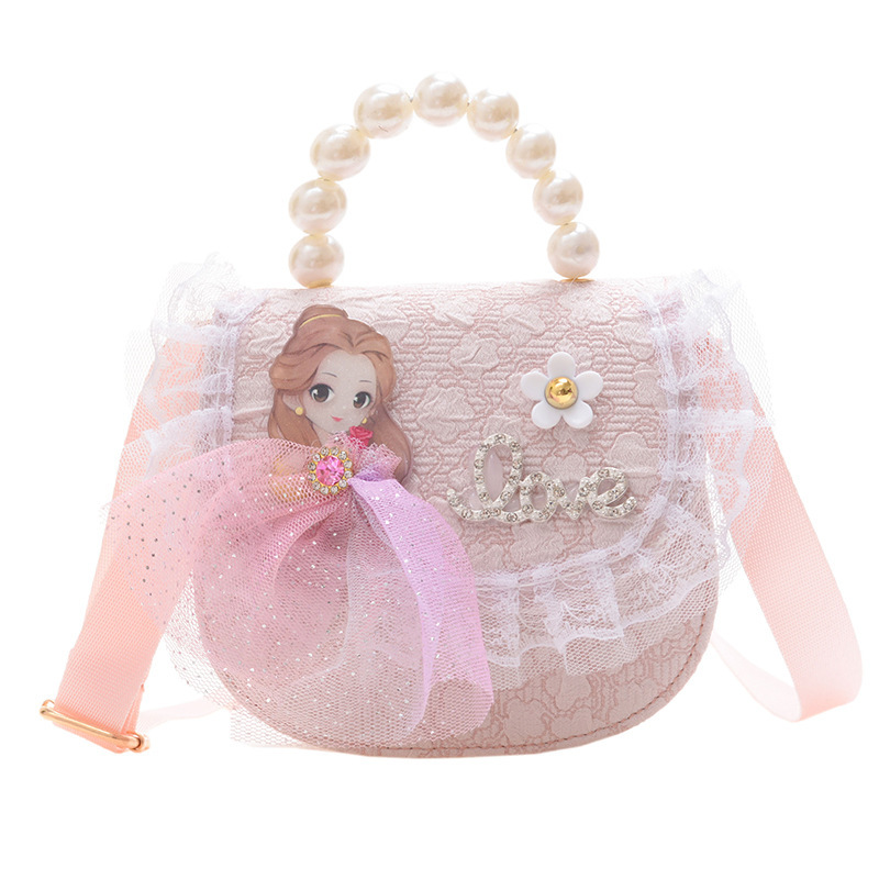 Bolso DE LOS NIÑOS 2022 nuevo lindo princesa perla bolso bandolera al por mayor encaje accesorios bolsa pequeña bolsa redonda