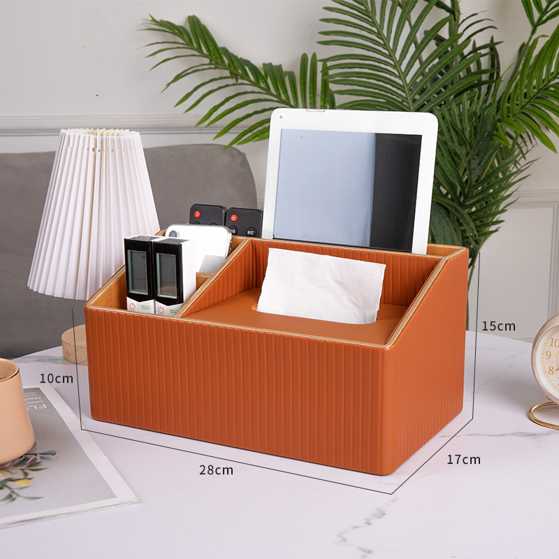 Caja de tejido de cuero del hogar Luz de lujo sala de estar Hotel comercial multi-función caja de tejido impresión caja de almacenamiento de control remoto