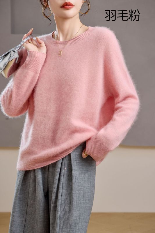 【起毛シリーズ】カシミヤ5% ウール95% ラウンドネック/Vネック シームレス起毛カシミヤセーター レディース セーター 25年新作|undefined