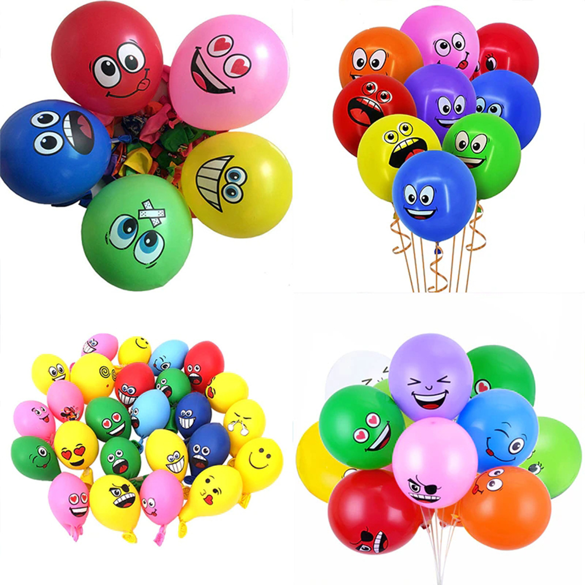 Emoji globo de dibujos animados globo escena decoración diseño de cumpleaños de los niños globo redondo de impresión de látex de 12 pulgadas