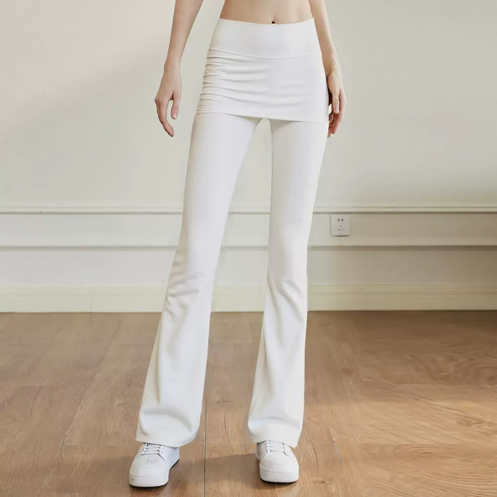 微喇瑜伽裤女2026春夏新款抽绳普拉提舞蹈带屁帘遮臀喇叭健身裤