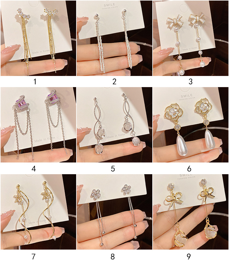 Mode Blume Bogenknoten Kupfer Inlay Künstliche Perlen Zirkon Tropfenohrringe 1 Paar display picture 1