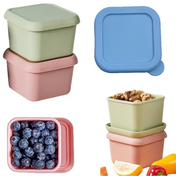 Silicone Packaging Box, Crisper Box, Baby Food Supplement Box, Kidsren's Snack Storage Container, Microwave Oven Food Supplement Box with Lid