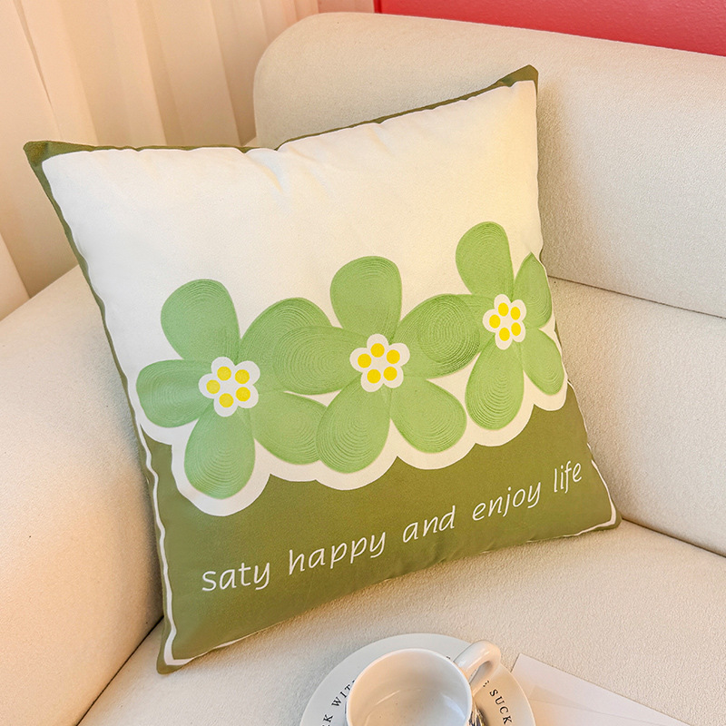 Xiaoqing viento fresco estampado de flores almohada funda de almohada sala de estar sofá almohada impresión de cabecera correa de almohada de cintura abstracta