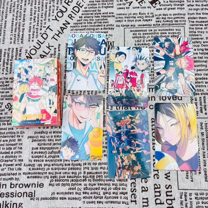 Volleyball Junior Laser Cards 55 Animation Peripheral Cards 3inch Boxed Photo LOMO Cards Birthday Gifts