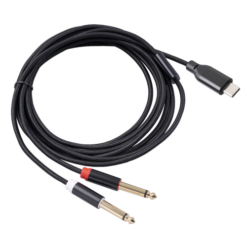 New product built-in chip TYPE-C male to dual 6.35 large two-core mixer amplifier speaker cable