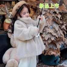 韩国女童秋冬款三层夹棉保暖棉衣宝宝洋气时髦兔加棉加厚毛毛外套