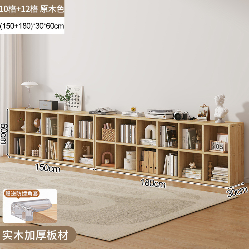 Estantería de madera maciza estante piso montado en la pared combinación celosía gabinete sala de estar de almacenamiento de pino estantería hogar corto