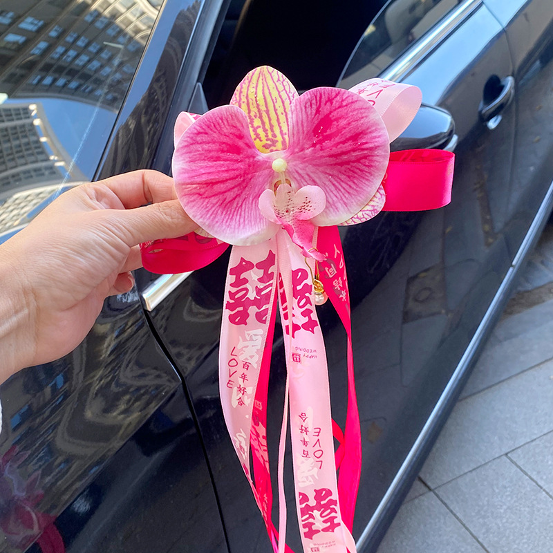 Ramo de novia para la novia y el novio, decoraciones para el coche, artículos para la boda, decoración para el coche, decoraciones florales de mano, cintas y lazos decorativos