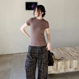 JVV SISTER秋季2024年新款短袖贴身显瘦休闲舒适套头T恤女85512