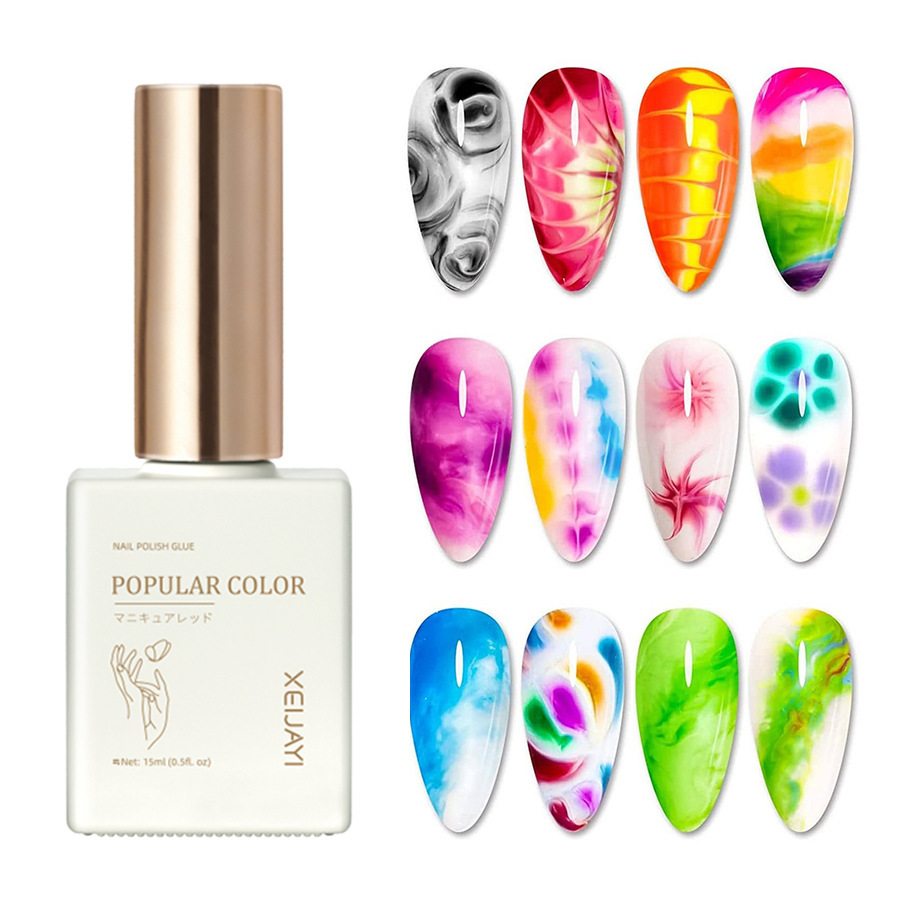 Arte de uñas transfronterizo pegamento floreciente arte de uñas gradiente especial traje blanco estilo japonés pegamento floreciente esmalte de uñas fábrica de pegamento al por mayor