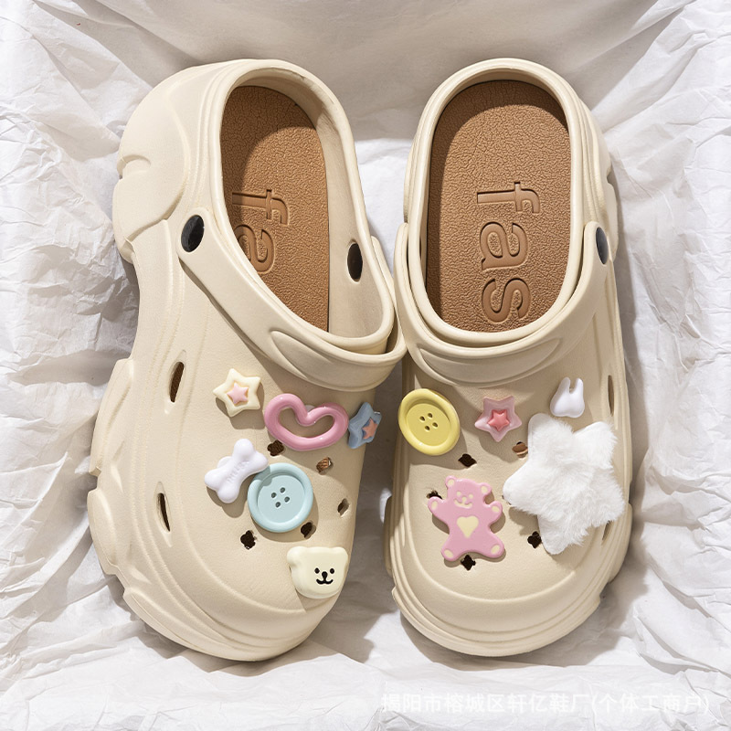 [Factory Wholesale] Hole Shoes Sandals Women's Summer Outer Wear Feeling Increased Thick Bottom Non-slip Beach Baotou