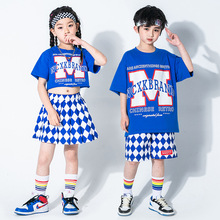 六一儿童啦啦队演出服小学生运动会团体服装男童嘻哈街舞潮服短袖