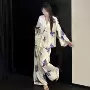 秋款蓝调长袖印花家居服