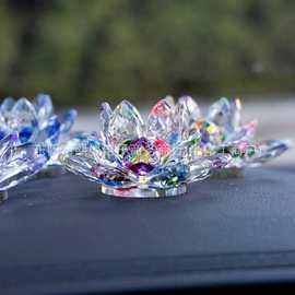 汽车摆件水晶莲花装饰用品车内生日礼物【赠双面胶车载