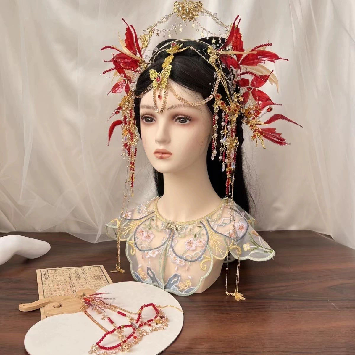 Экзотический головной убор в древнем стиле династии Хань, супер фея, русалка, набор корон для волос, набор заколок с кисточками, аксессуары династии Хань, ювелирные изделия