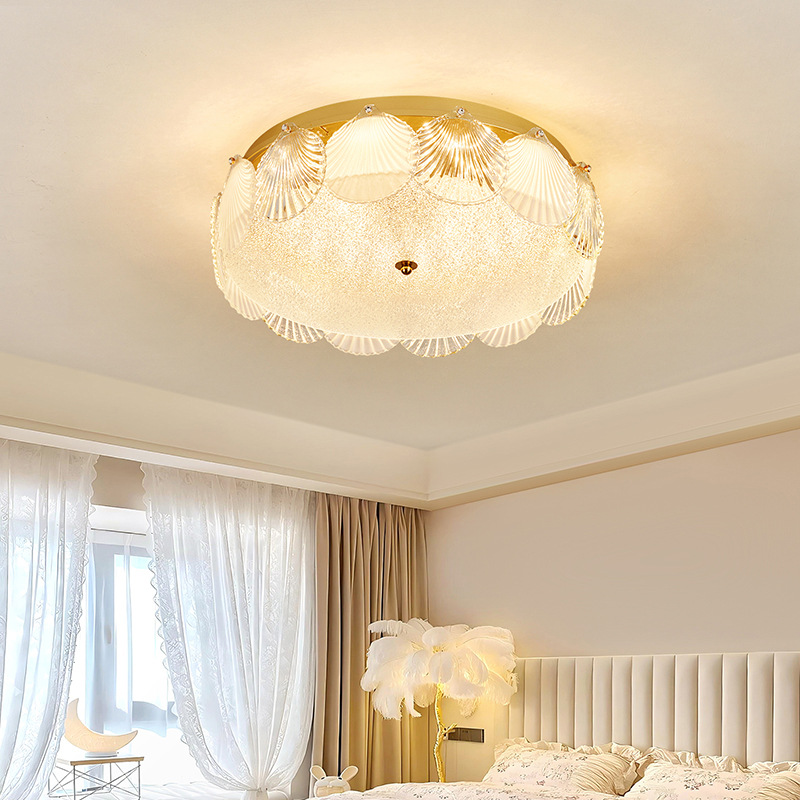 Luz de techo de cristal de lujo ligero de espectro completo, luz de estudio francesa, lámpara principal del dormitorio, viento de crema premium 413L