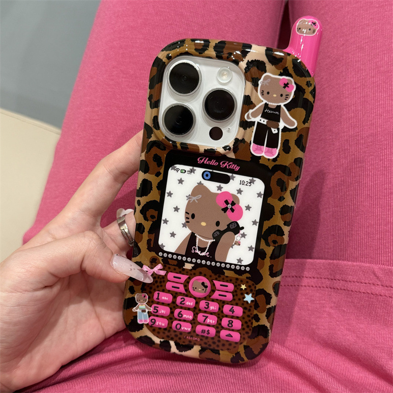 漫画ビッグブラザーとヒョウ柄 KT 猫 iPhone14/13 に適した 12 Apple 16/15 PROMAX 携帯電話ケース落下防止|undefined