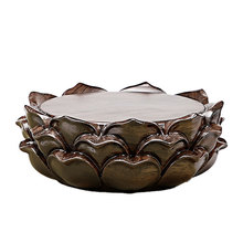 圆形黑檀木莲花底座实木雕刻家用供奉关公观音菩萨底座摆件工艺品