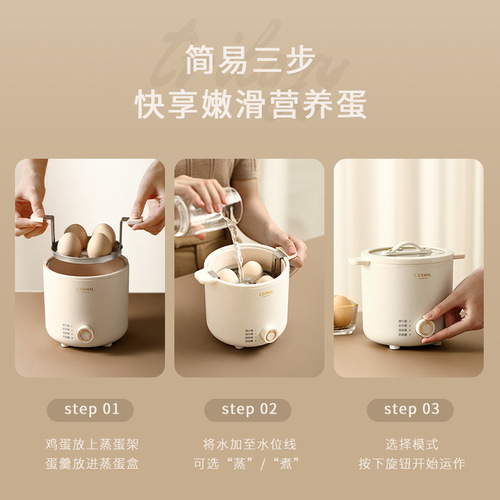 New Mini Egg Cooker with Auto-Off Feature: Home Use, Smart, Multifunctional, Compact Design for Soft-Boiled Eggs, Poached Eggs, and Steamed Egg Dishes