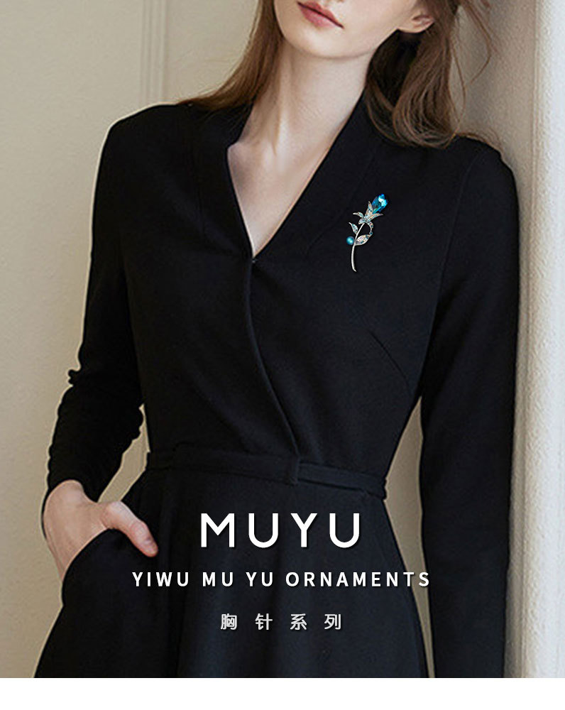 华丽质感水晶花朵品味非凡小众高级感花卉别针批发定制