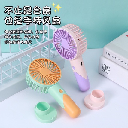 Mini ventilador portátil de color macarron con base, carga usb, pequeño ventilador de escritorio portátil regalo de verano image 4