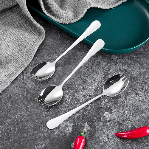 Stainless steel household tableware instant noodle fork and spoon all in one creative fork and spoon dessert spoon fruit salad spoon wholesale