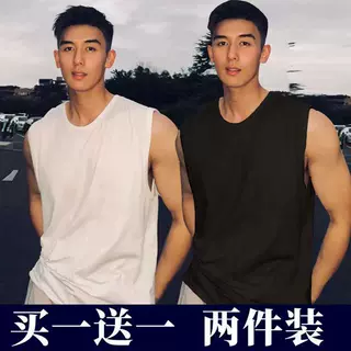 运动背心男士宽松夏季潮牌ins白纯色情侣无袖坎肩打底衫短袖t恤男