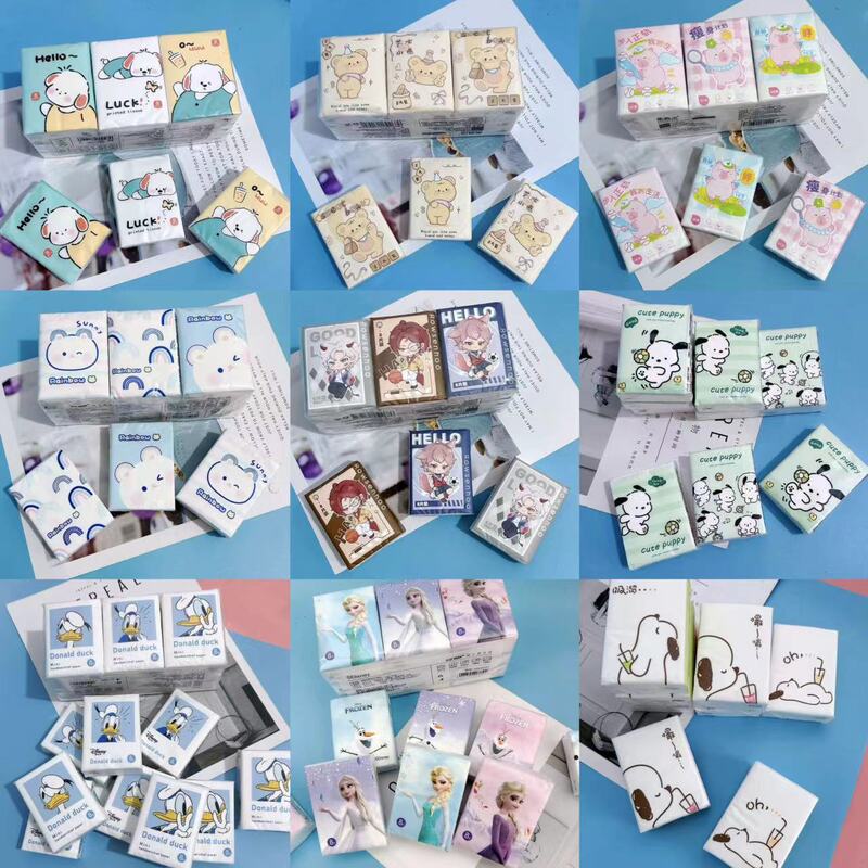 Cartoon Handkerchief Paper Student Portable Small Package Paper Wettable Water Tissue Toilet Paper Napkin Hand Towel Toilet Paper