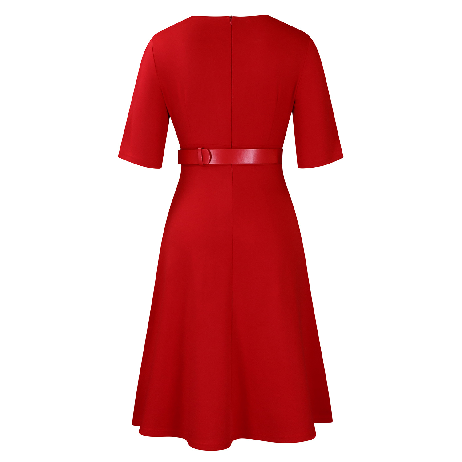 Wholesale Women's Elegant Style Temperament Commuter Belt Solid Color Daily Round Neck Pullovers Half Sleeve A- Line Skirt display picture 45