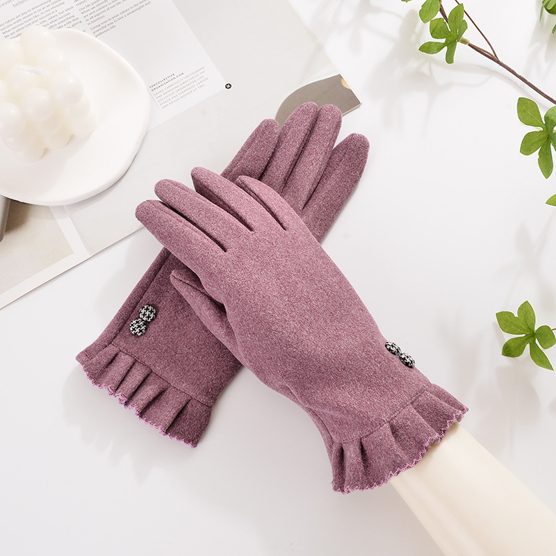 Guantes cálidos de invierno para mujer, para ciclismo y conducción al aire libre, de doble cara, de terciopelo y piel de conejo, a prueba de frío, con pantalla táctil y engrosados para protección solar en verano