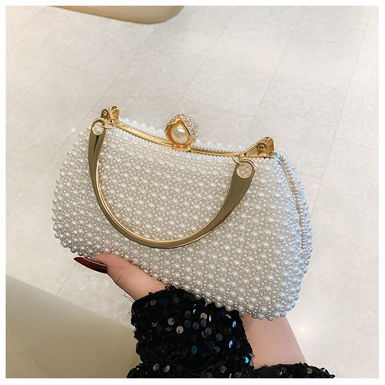 New pearl lady's handbag, banquet dress crossbody bag, elegant socialite dinner bag, high-end underarm bag wholesale undefined