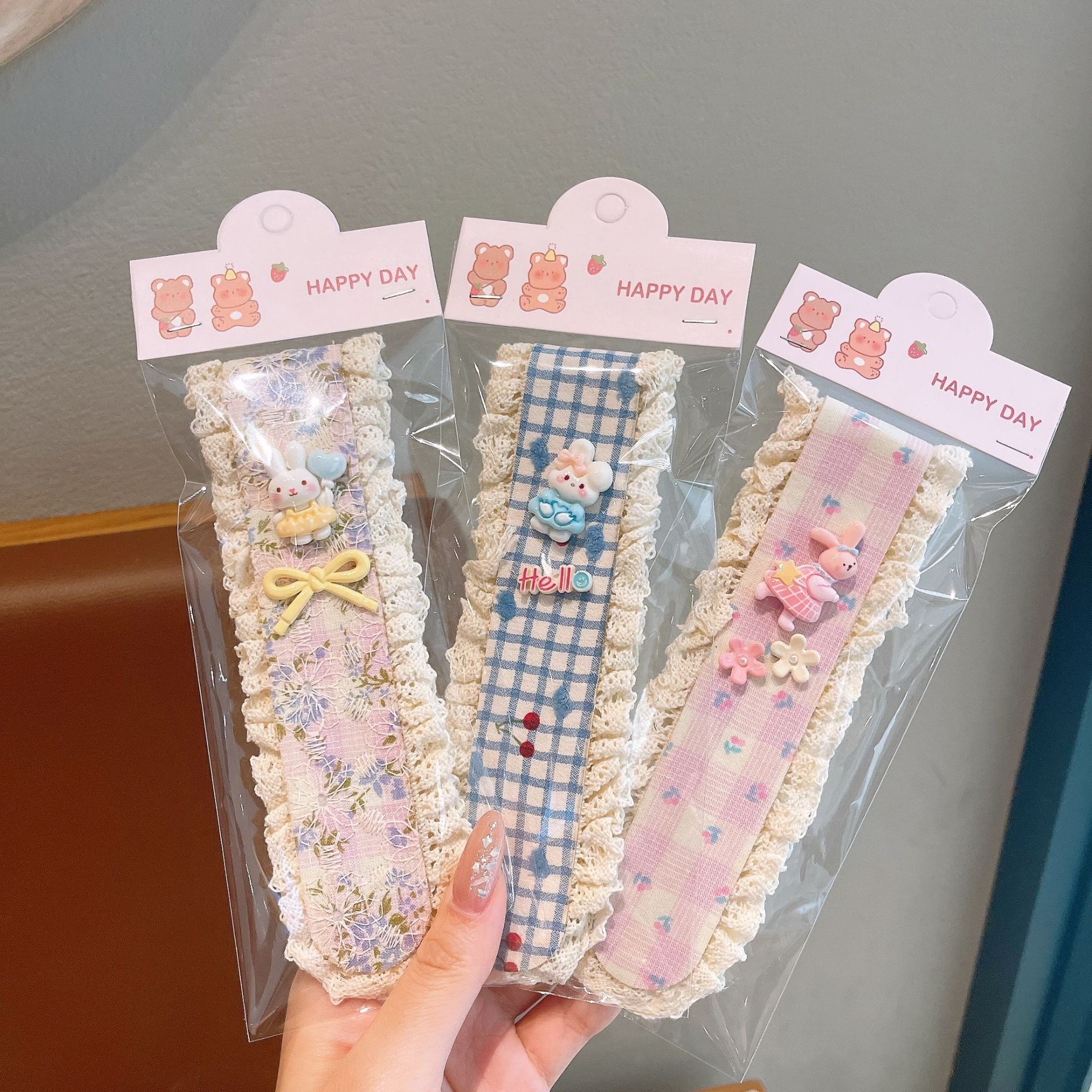 Cute Velcro Hair Band Lace Wide-Brimmed Headband Hair Hoop for Girls, Children's Bangs and Fringe Hair Clip, Headwear, Hairpin