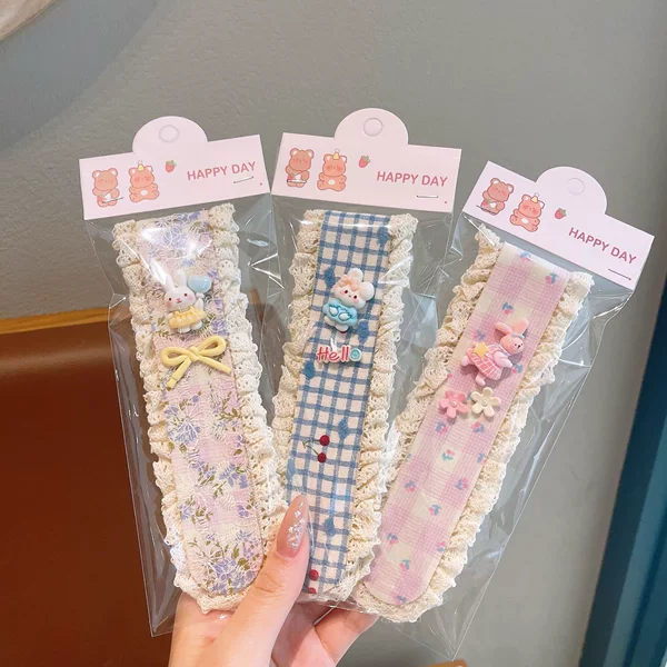 Cute Velcro Hair Band Lace Wide-Brimmed Headband Hair Hoop for Girls, Children's Bangs and Fringe Hair Clip, Headwear, Hairpin