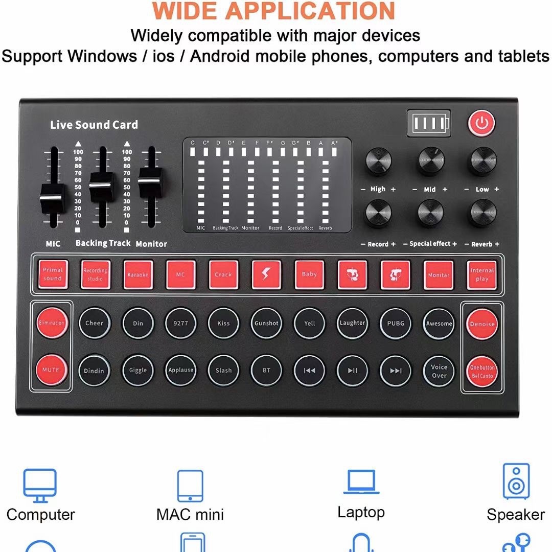 Venta caliente transfronteriza M9 inglés tarjeta de sonido BM80 condensador micrófono traje USB tarjeta de sonido karaoke en vivo computadora teléfono móvil