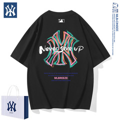 2025夏季mlb&ny时尚百搭男女纯棉t恤潮牌轻奢半袖上衣宽松短袖男