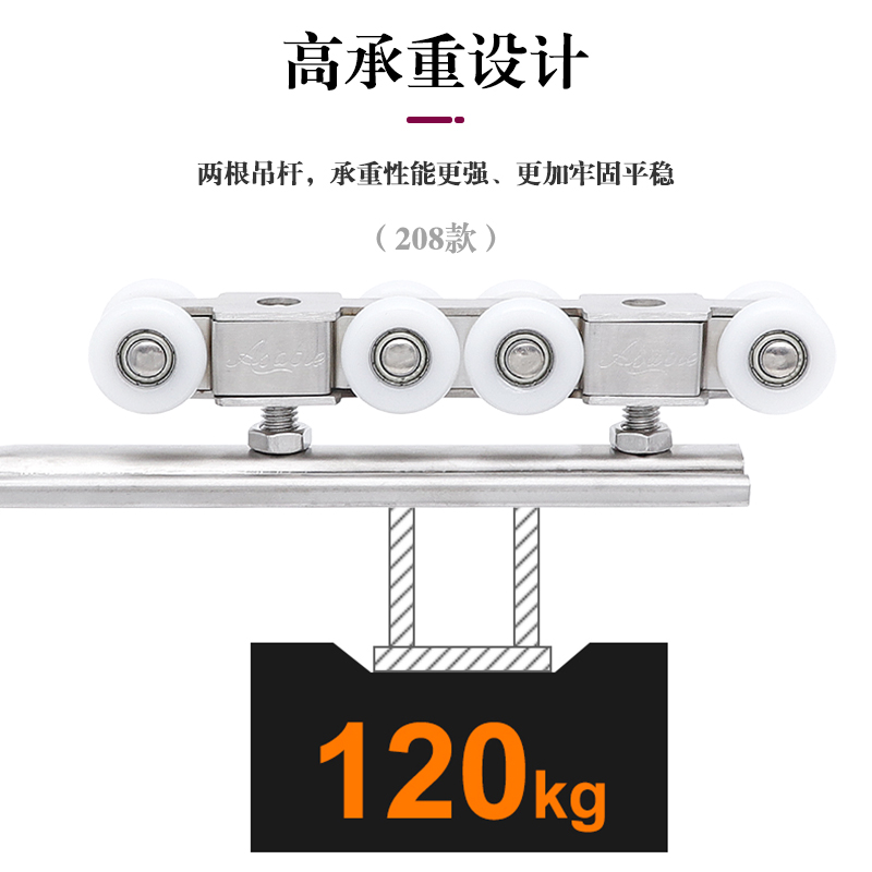 推拉门滑轮吊滑移门吊轮吊门滑轨轨道滑轮移门五金静音木门滑轮