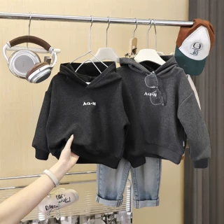 儿童连帽卫衣秋季新男童加厚宽松韩版刺绣女童保暖宝宝运动童装