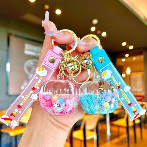 Oil-infused luminous pumpkin quicksand bottle key chain car pendant cartoon creative doll machine grab machine school bag gift pendant
