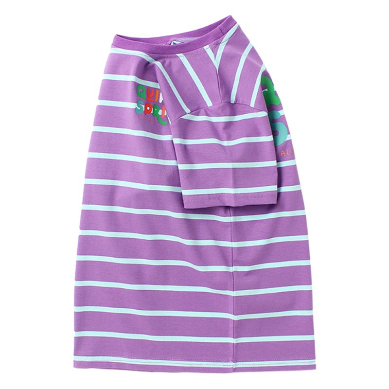 Ropa de verano estilo coreano para niños nueva camiseta de manga corta para niños letra del Tesoro femenino superior a rayas de manga corta para niñas al por mayor