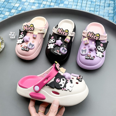 Детские летние тапочки в стиле Crocs, пляжные мюли, коллекция 2025 года, можно носить двумя способами, мягкая подошва, закрытый носок