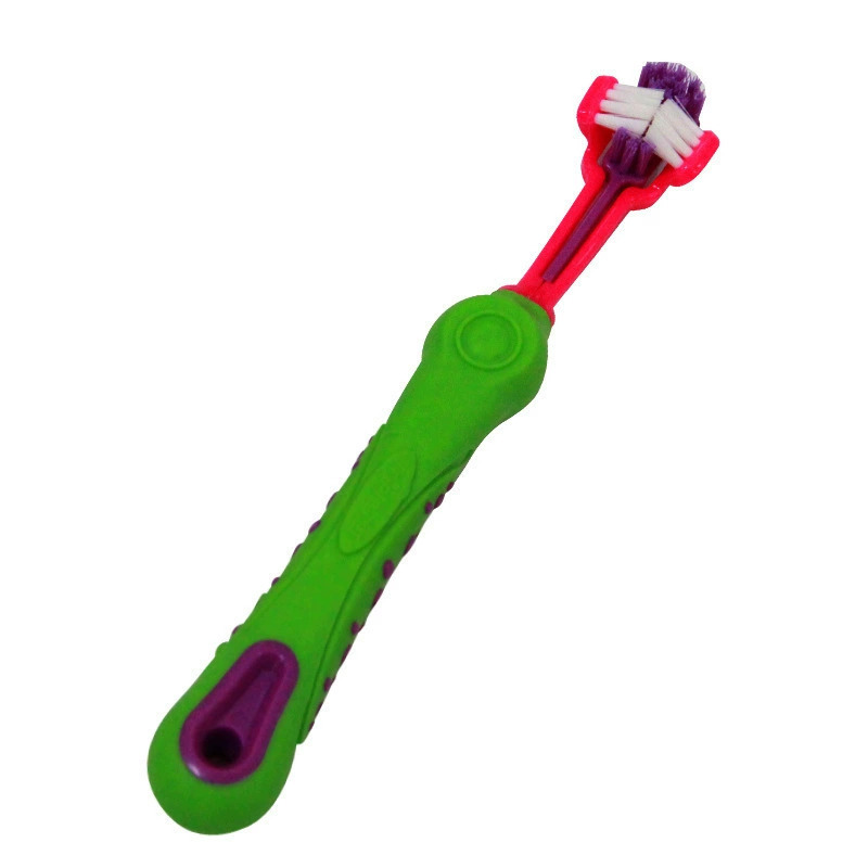 Productos para mascotas de explosión transfronteriza cepillo de dientes de tres extremos cepillo de dientes tridimensional cepillo de dientes multiángulo cepillo de dientes oral para perros y gatos image 7