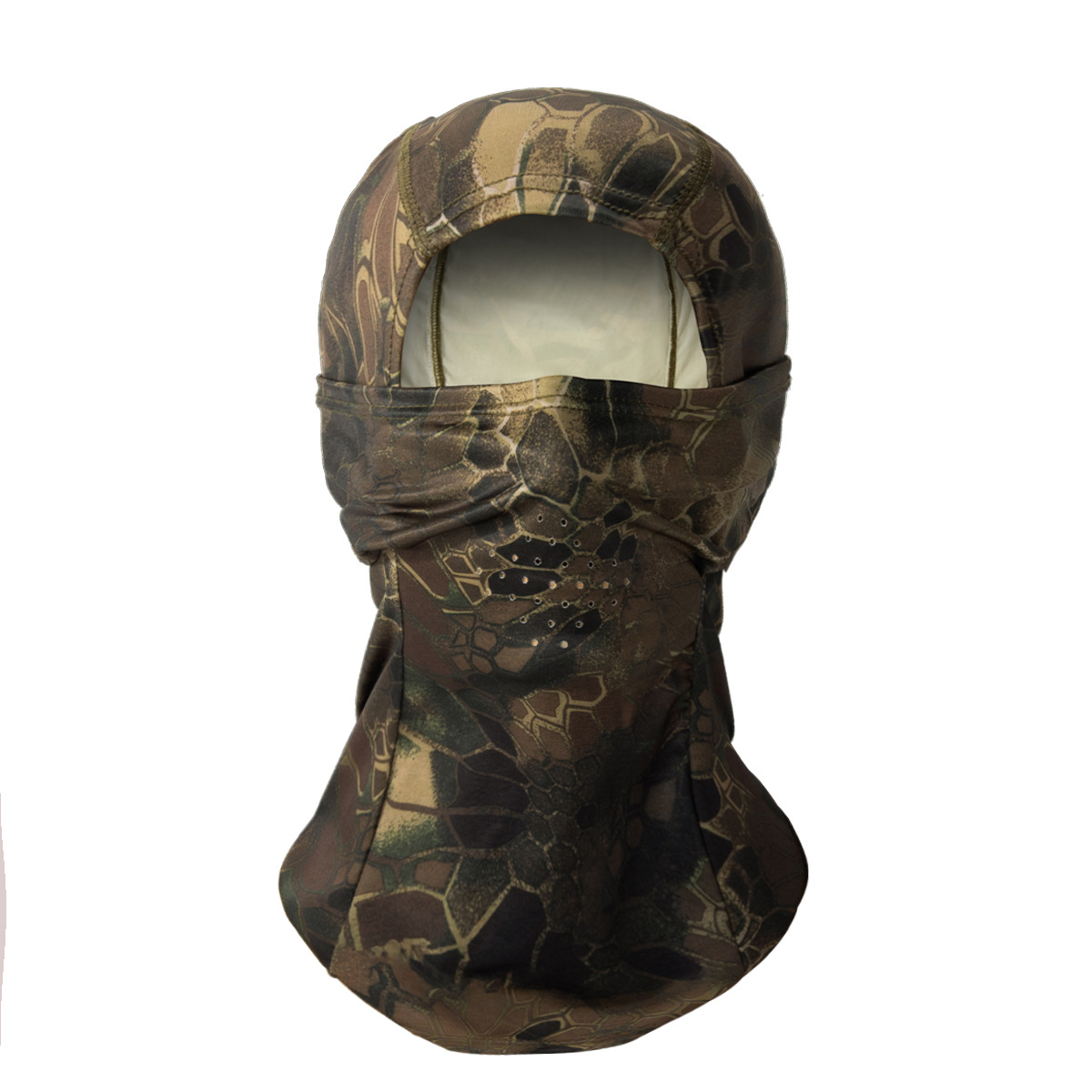 Camuflaje camping al aire libre pesca al aire libre máscara de secado rápido casco de viaje gorro interior orificio fresco y transpirable cubierta de seda de hielo
