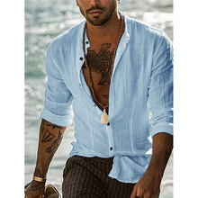 U 64965 Solid Henry Collar Mens Shirt ��ɫ������羳��ó